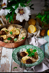 Greek Lamb Meatballs And Rice .style rustic