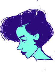Short haired girl vector illustration was drawn in dirty sketch style for t-shirt design or another print design.