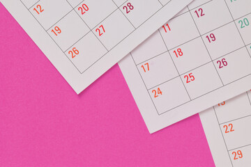 Calendar on a pink background