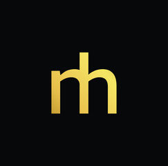 Obraz premium Minimal elegant monogram art logo. Outstanding professional trendy awesome artistic MH HM initial based Alphabet icon logo. Premium Business logo gold color on black background