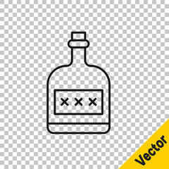 Black line Alcohol drink Rum bottle icon isolated on transparent background. Vector Illustration.