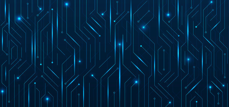 Technology circuit board style line pattern design blue light glow