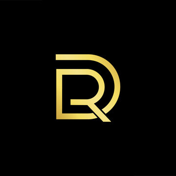 Minimal elegant monogram art logo. Outstanding professional trendy awesome artistic DR RD initial based Alphabet icon logo. Premium Business logo gold color on black background