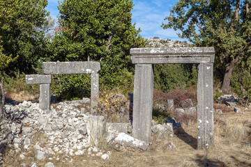 Gate and Sidyma ruins, Fethiye, Mugla, Turkey.