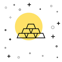 Fototapeta na wymiar Black line Gold bars icon isolated on white background. Banking business concept. Random dynamic shapes. Vector Illustration.