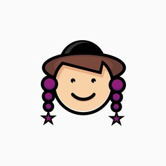 Cute cartoon character design cute little girl wearing a hat