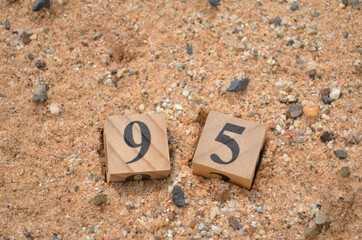 Number 95, number cube in natural concept.	
