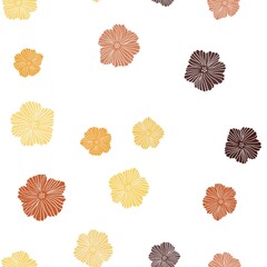 Dark Red, Yellow vector seamless elegant wallpaper with flowers. Colorful illustration in doodle style with flowers. Texture for window blinds, curtains.