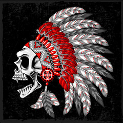 Vector illustration Indian skull.