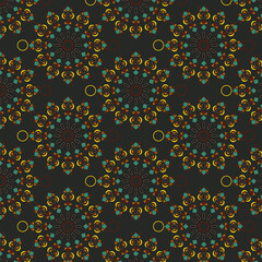 Mosaic and circles pattern. For printing on fabric. Circles of colored figures.
