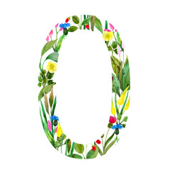 wild flowers in the form of numbers zero