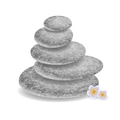 Tower of stones for the spa. Isolated on white background.