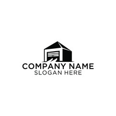 Modern black logo design with gradient, house with car garage.