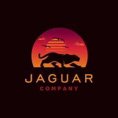 Jaguar sunset logo template