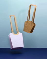 paper bags on colored background