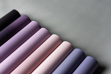 Rolls of colored wrapping paper 