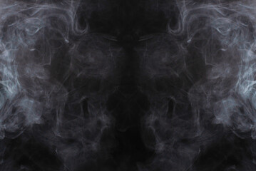 White steam on a black background.