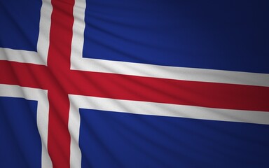 Fototapeta premium Wavy Iceland Flag, Country Flag, 3D Rendering