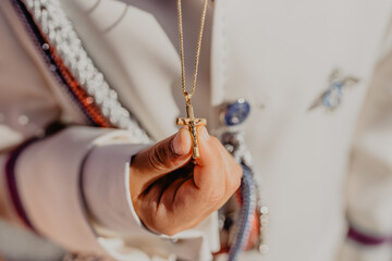First communion religious details on a photo session 