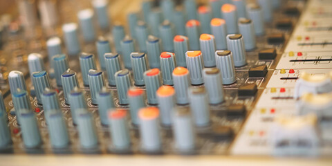 Fototapeta premium Audio sound mixer equipment acoustic musical mixing and engineering concept