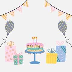 Set of happy birthday illustrations