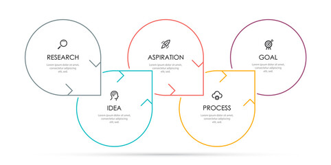 Business Infographic template. Thin line design with icons and 5 options or steps.