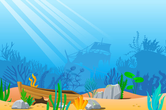 Underwater cartoon landscape