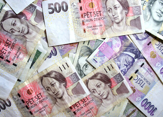 Mix of Czech crowns, different banknotes