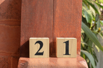 Number 21, number cube in natural concept.