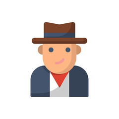 Man wearing hat flat icon style design illustration