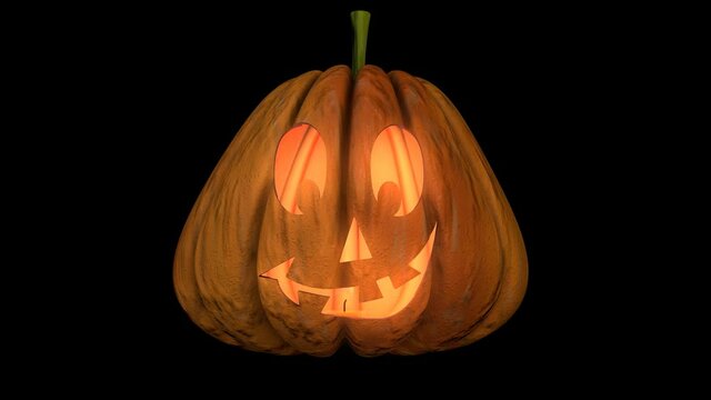Carved pumpkin goofy face with burning candle loop and alpha 
