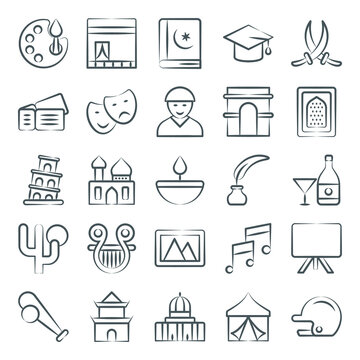 
Cultural Elements Line Icons Pack
