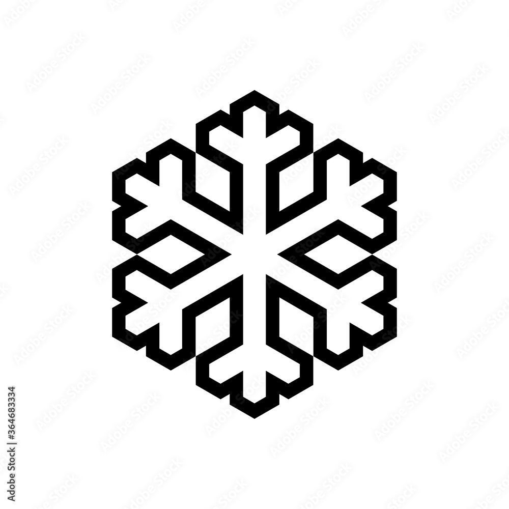 Poster Snowflake outline pictogram, line icon isolated on a white background. EPS10 vector file