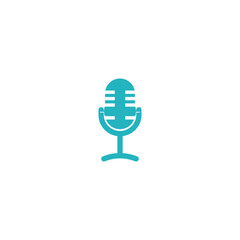 Microphone Classic stand icon logo design template for podcast streaming