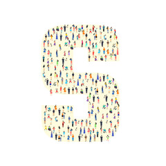 Large group of people in letter S form. People font. Clean vector font. Vector