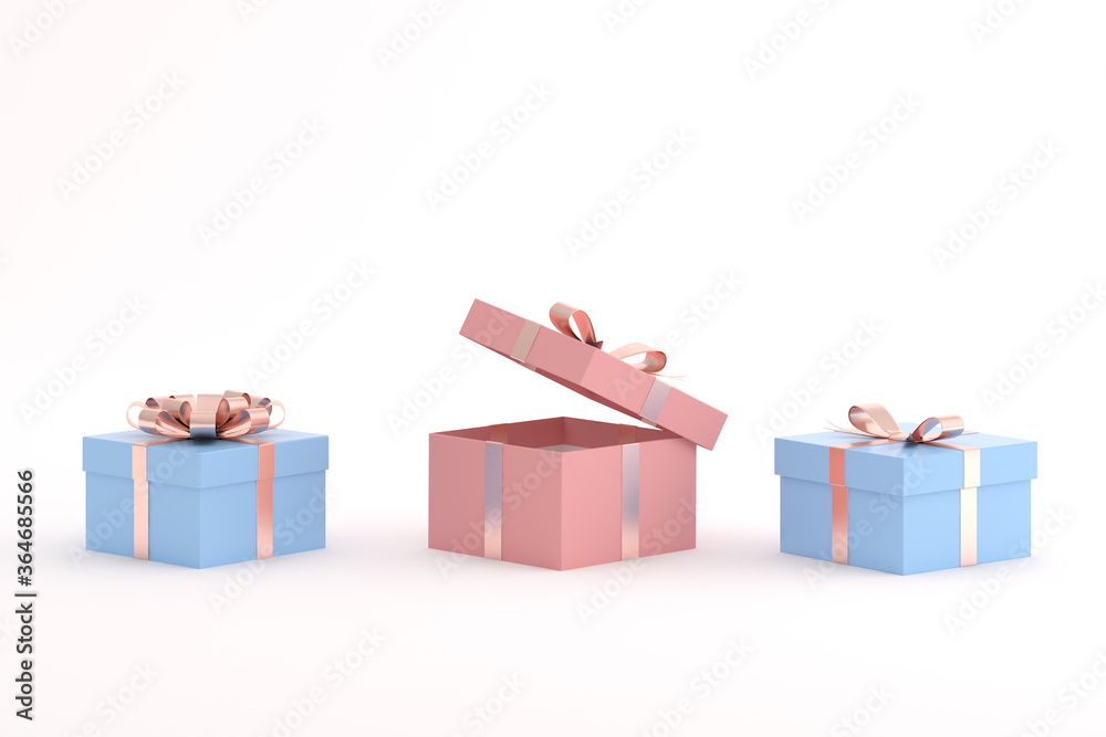 Poster mock up of gift box on white background. 3d rendering.