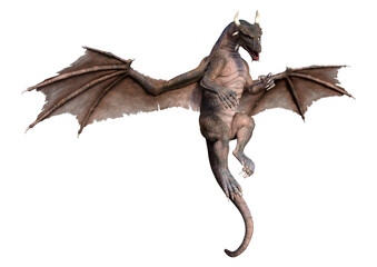 3D Rendering Fairy Tale Dragon on White