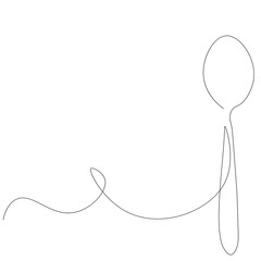 Spoon silhouette one line drawing. Vector illustration