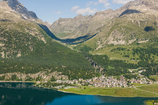 Silvaplana, Julierpass, Oberengadin, Wanderweg, Silvaplanersee, Piz Julier, Alpen, Oberengadin, Corvatsch, Bergbahn, Seenplatte, Wassersport, Graub&uuml;nden, Sommer, Schweiz