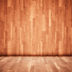 Concept or conceptual vintage or grungy brown background of natural wood or wooden old texture floor and wall as a retro pattern layout. A 3d illustration metaphor to time, material, emptiness,  age 