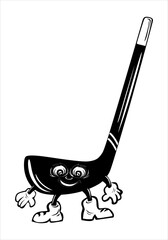 hockey stick in artline black and white for illustration background and image
