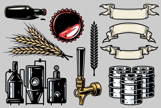 Bar tools spikelet, keg, bottle, factory, beer tap