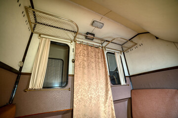 Interior of an old passenger plane.