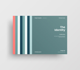 Creative business presentation vector A4 horizontal orientation front page mock up. Modern corporate report cover abstract geometric illustration design layout. Company identity brochure template.