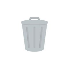 Trash can flat, basket icon, piece of cheese icon, vector illustration isolated on white background