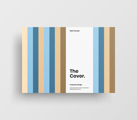 Creative business presentation vector A4 horizontal orientation front page mock up. Modern corporate report cover abstract geometric illustration design layout. Company identity brochure template.