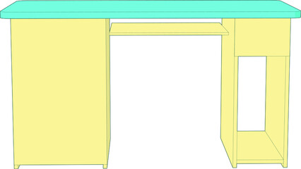 illustration of a computer table perspective angle