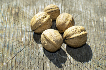 walnuts on wooden background