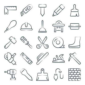 
Tools and Equipments Line Icons Pack 
