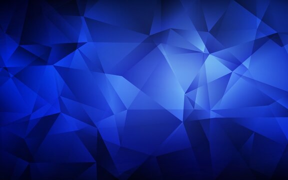 Dark BLUE vector abstract mosaic background. Elegant bright polygonal illustration with gradient. Best triangular design for your business.